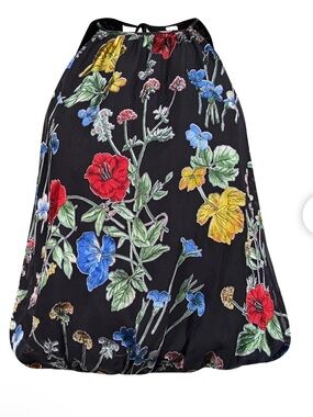 Alice + Olivia Black Floral Halter top
